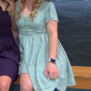 teal floral dress